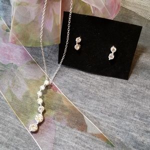 Sterling Set Austrian Crystals & Stamped 925 Sterling Silver- 2 Pc. Set